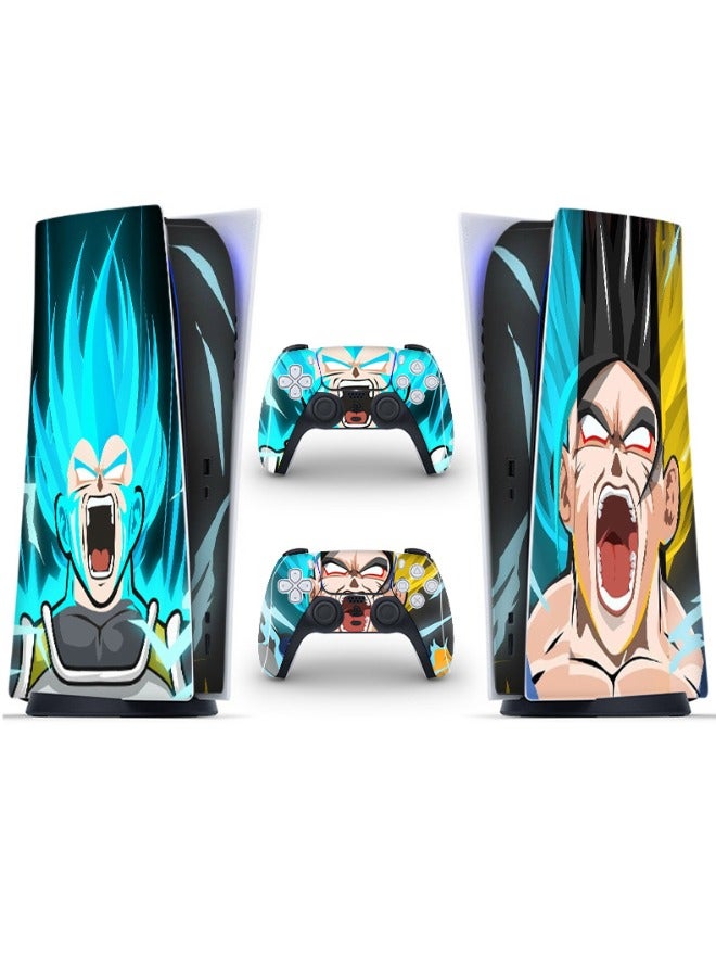 Decal Skin for PS5 Digital, Whole Body Vinyl Sticker Cover for Playstation 5 Console and Controller - Waterproof, No Bubble, Including 2 Controller Skins and Console Skin (Dragon Ball, Multicolor）