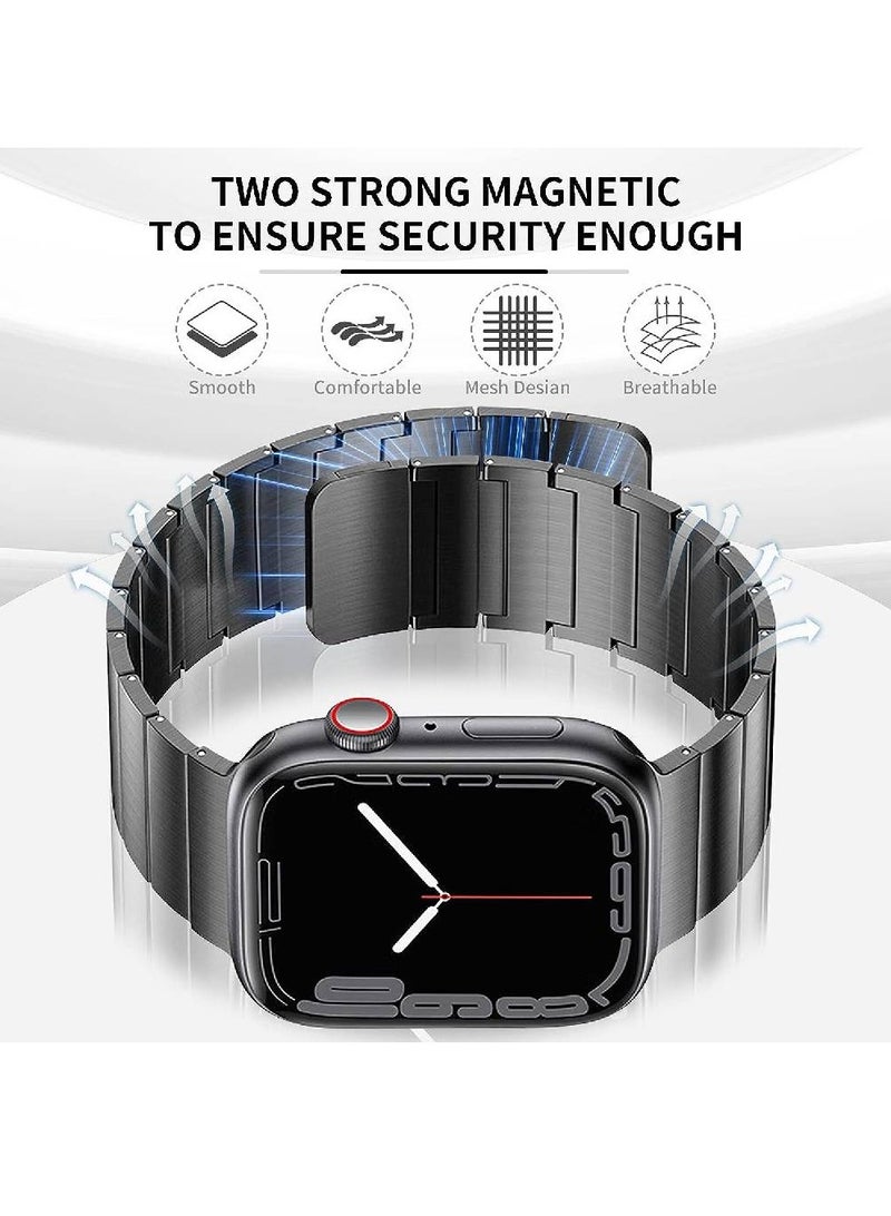 Stainless Steel Magnetic Replacement Band For Apple Watch 42/44/45/49mm Black