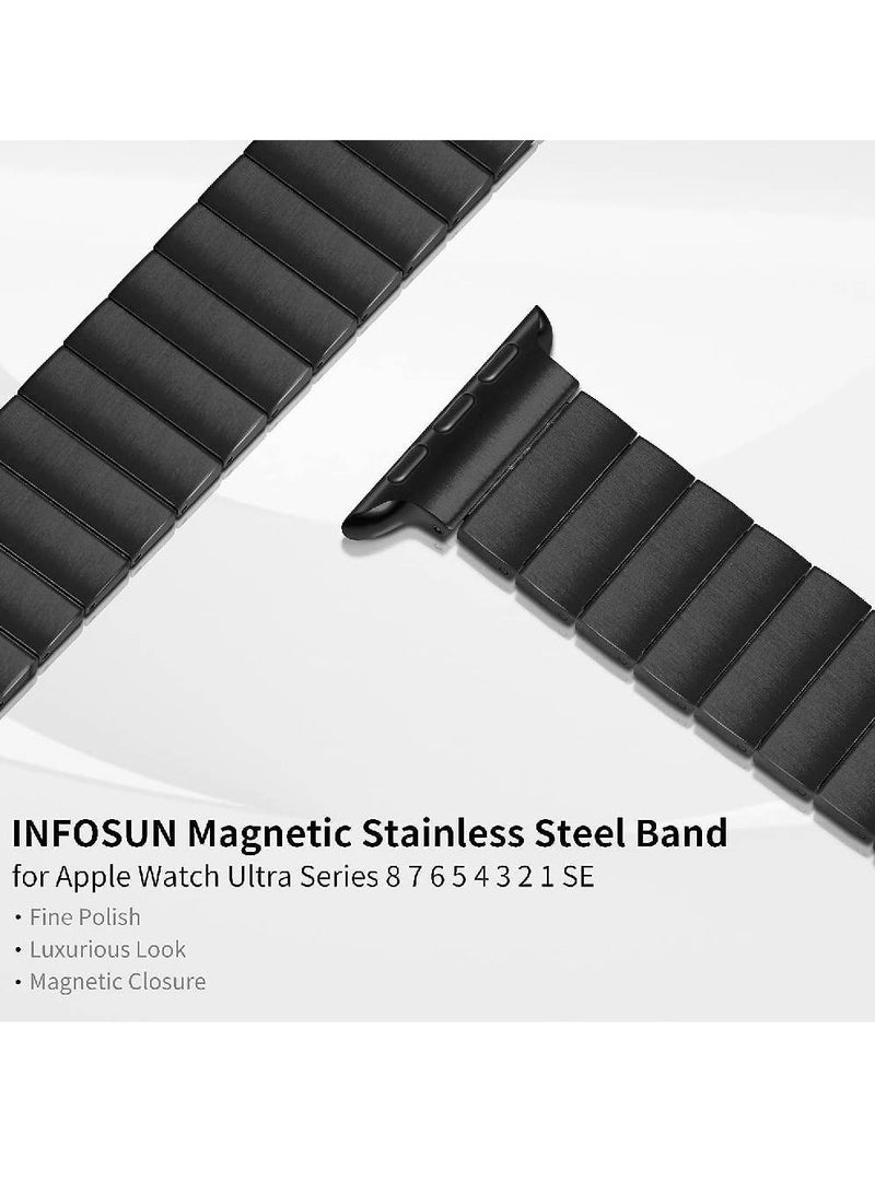 Stainless Steel Magnetic Replacement Band For Apple Watch 42/44/45/49mm Black