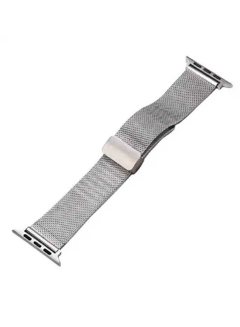 Stainless Steel Magnetic Button Replacement Band For Apple Watch Ultra / Watch Ultra 2 49mm Silver