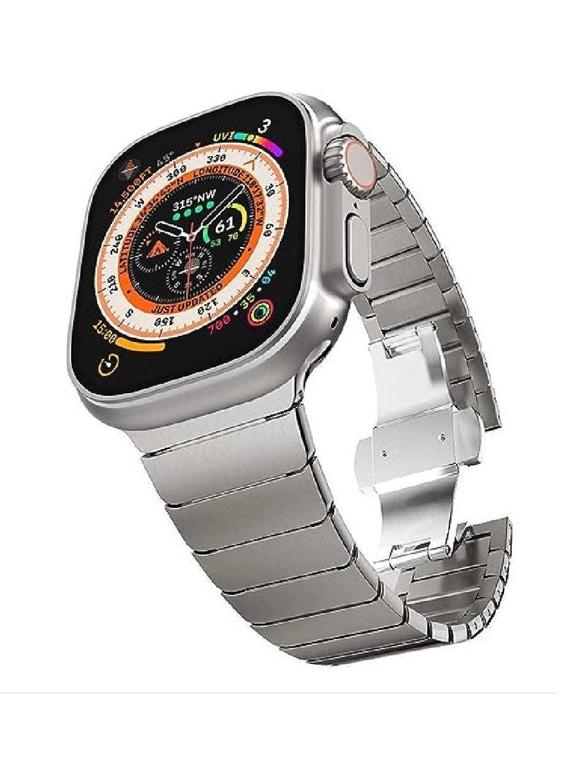 Stainless Steel Replacement Band with Folding Clasp For Apple Watch Ultra / Watch Ultra 2 49mm Silver