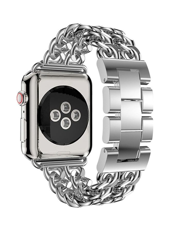 Double Row Cowboy Chain Metal Replacement Band For Apple Watch Series 4 Silver