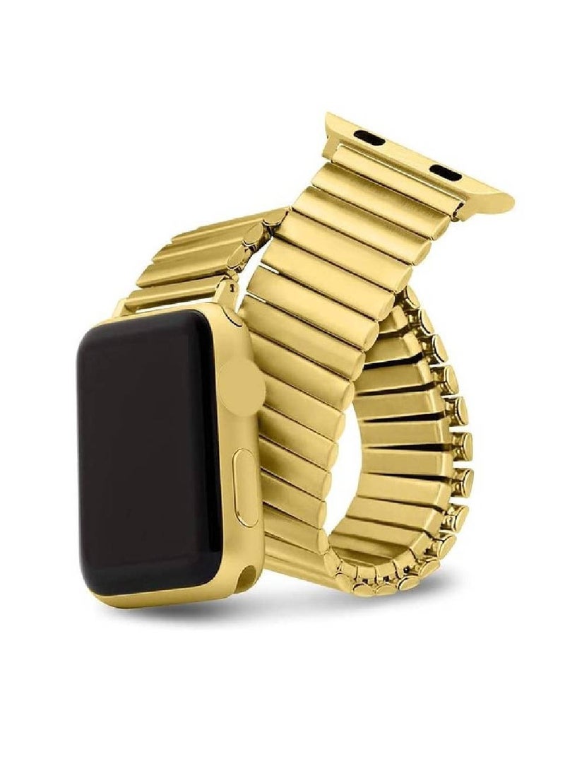 Stainless Steel Replacement Band Metal Expansion Watchband Compatible For All Apple Watch 42/44/45/49mm Sizes Gold