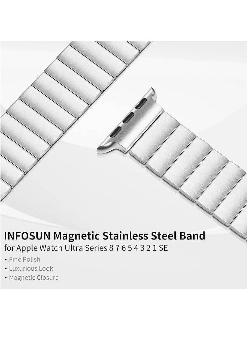 Stainless Steel Magnetic Replacement Band For Apple Watch 42/44/45/49mm Silver