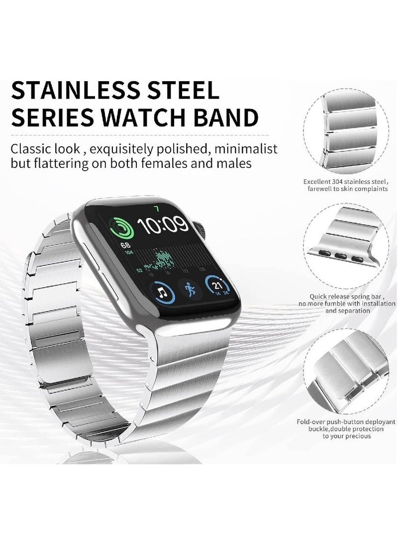 Stainless Steel Magnetic Replacement Band For Apple Watch 42/44/45/49mm Silver