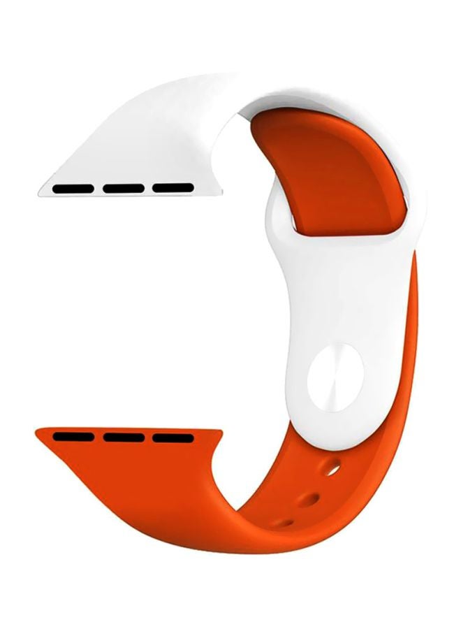 Silicone Replacement Band For Apple Watch Series 1/2/3/4 White/Orange