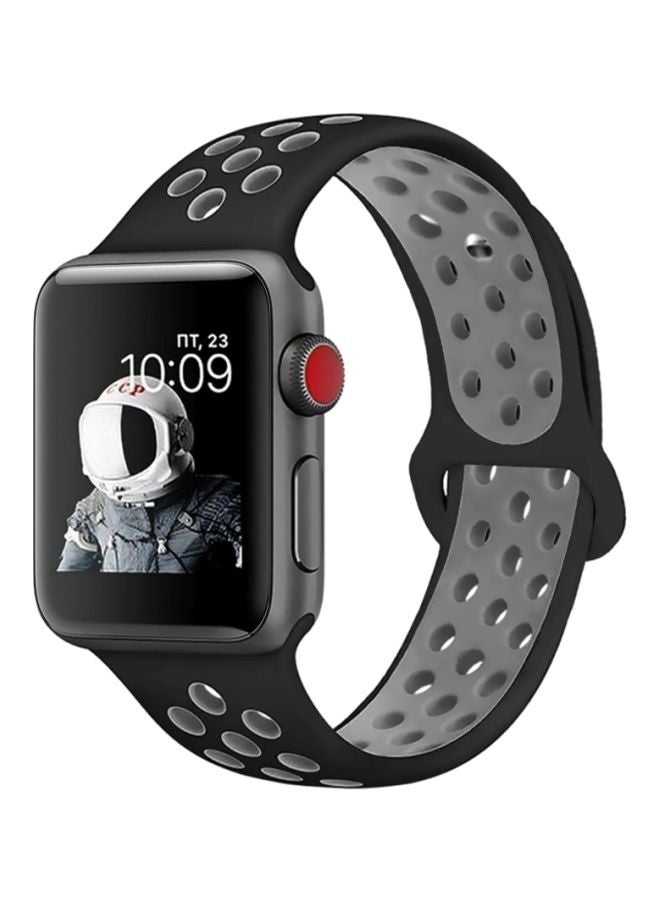 Replacement Band For Apple Watch Series 1/2/3/4 38mm (Medium/Large) Black/Grey