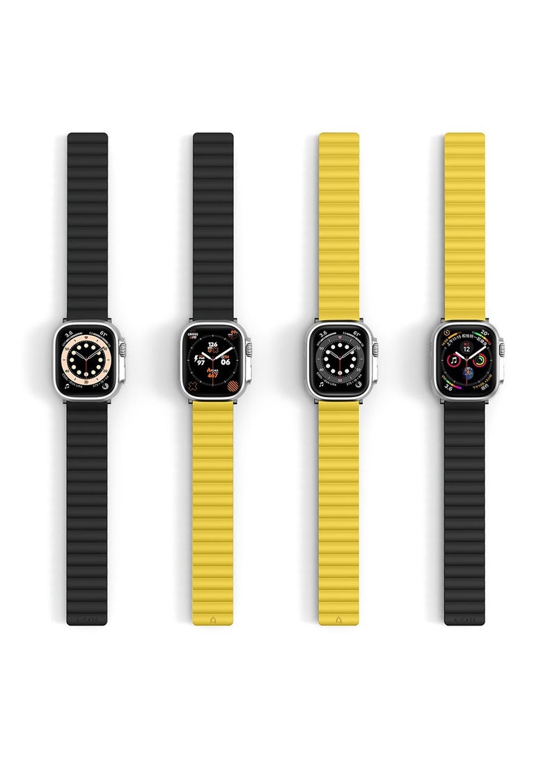 Apple Watch Strap, INVIX Series Reversible Magnetic Silicone Compatible With Apple Strap Band 42/44/45/49MM-Yellow/Black