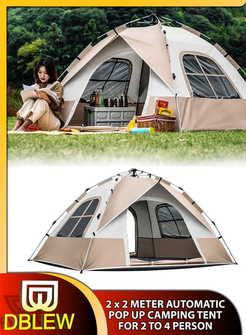 Automatic Pop Up Camping Tent With 4 Sided Ventilation For 4 Adults UV Protection for Hiking Picnic Fishing Beach Portable Outdoor Sun Shade Shelter Cabana Waterproof Windproof Hydraulic Dome Tent