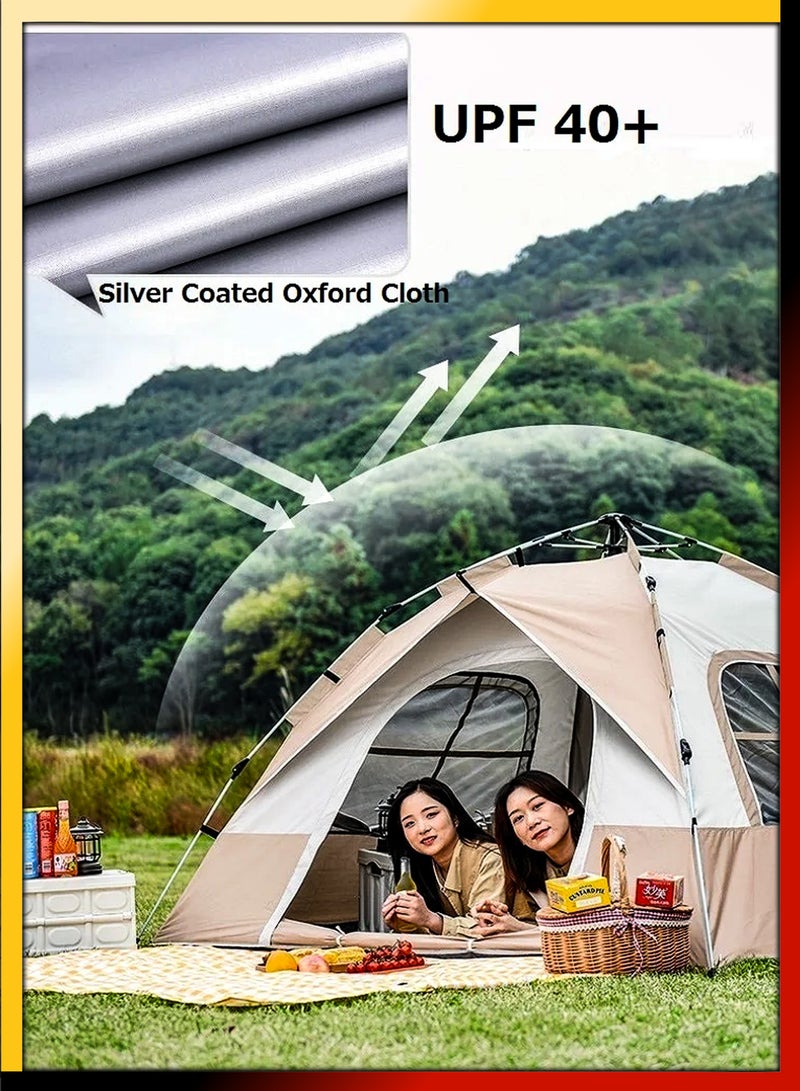 Automatic Pop Up Camping Tent With 4 Sided Ventilation For 4 Adults UV Protection for Hiking Picnic Fishing Beach Portable Outdoor Sun Shade Shelter Cabana Waterproof Windproof Hydraulic Dome Tent