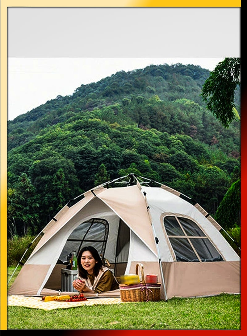 Automatic Pop Up Camping Tent With 4 Sided Ventilation For 4 Adults UV Protection for Hiking Picnic Fishing Beach Portable Outdoor Sun Shade Shelter Cabana Waterproof Windproof Hydraulic Dome Tent