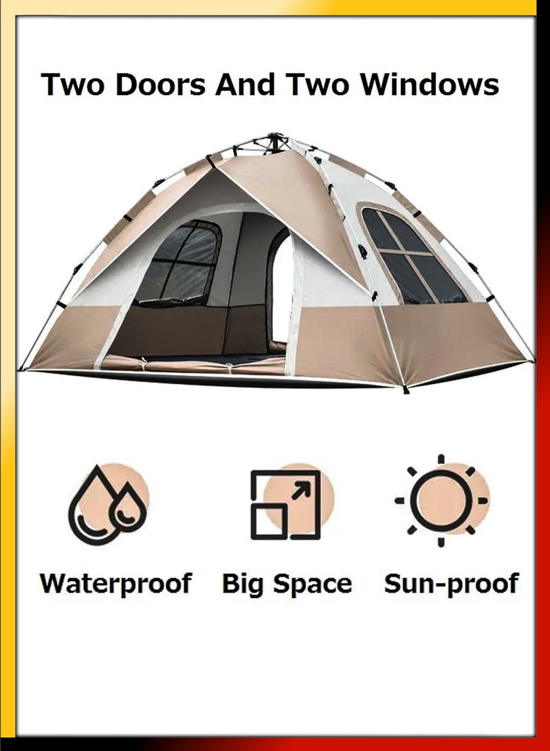 Automatic Pop Up Camping Tent With 4 Sided Ventilation For 4 Adults UV Protection for Hiking Picnic Fishing Beach Portable Outdoor Sun Shade Shelter Cabana Waterproof Windproof Hydraulic Dome Tent