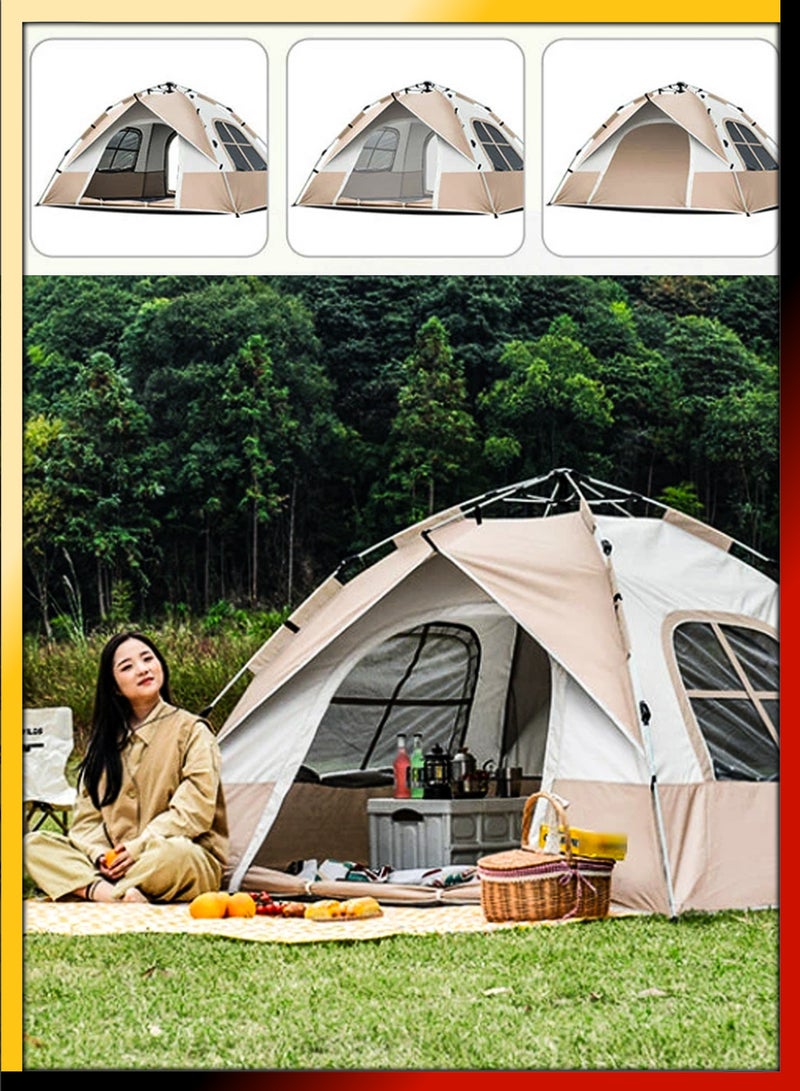 Automatic Pop Up Camping Tent With 4 Sided Ventilation For 4 Adults UV Protection for Hiking Picnic Fishing Beach Portable Outdoor Sun Shade Shelter Cabana Waterproof Windproof Hydraulic Dome Tent