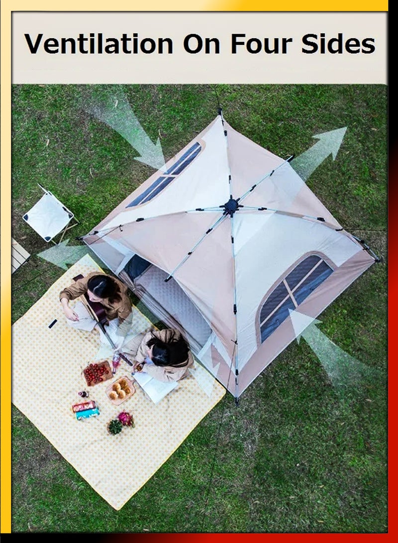 Automatic Pop Up Camping Tent With 4 Sided Ventilation For 4 Adults UV Protection for Hiking Picnic Fishing Beach Portable Outdoor Sun Shade Shelter Cabana Waterproof Windproof Hydraulic Dome Tent