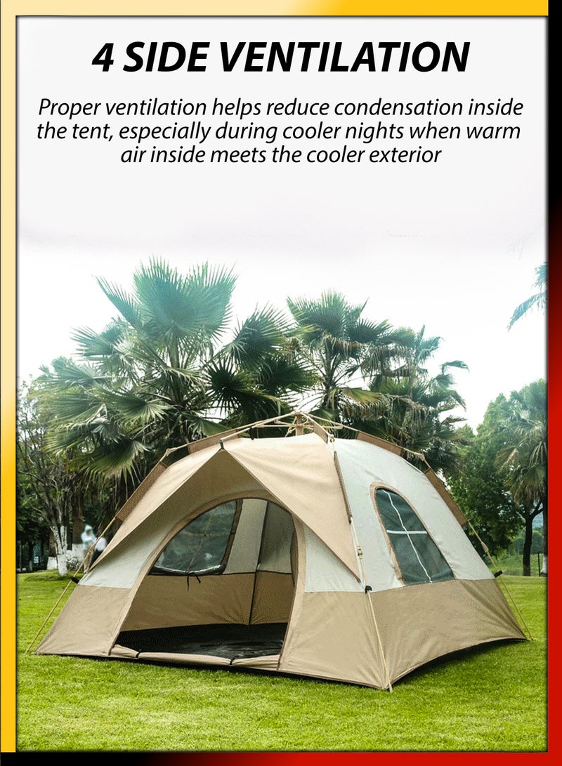Automatic Pop Up Camping Tent With 4 Sided Ventilation For 4 Adults UV Protection for Hiking Picnic Fishing Beach Portable Outdoor Sun Shade Shelter Cabana Waterproof Windproof Hydraulic Dome Tent