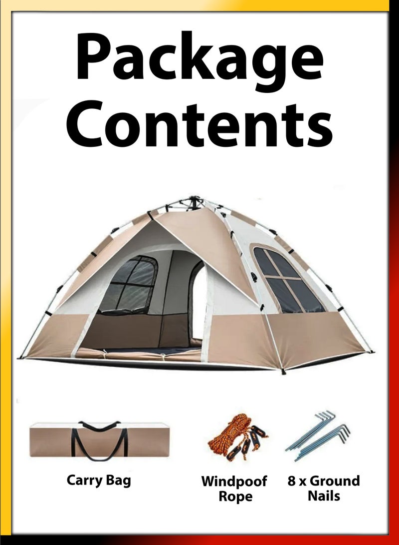 Automatic Pop Up Camping Tent With 4 Sided Ventilation For 4 Adults UV Protection for Hiking Picnic Fishing Beach Portable Outdoor Sun Shade Shelter Cabana Waterproof Windproof Hydraulic Dome Tent