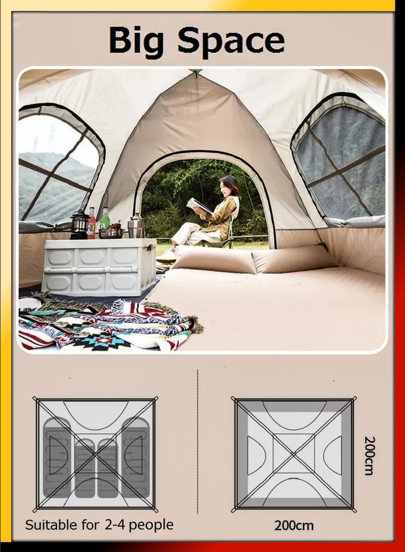 Automatic Pop Up Camping Tent With 4 Sided Ventilation For 4 Adults UV Protection for Hiking Picnic Fishing Beach Portable Outdoor Sun Shade Shelter Cabana Waterproof Windproof Hydraulic Dome Tent