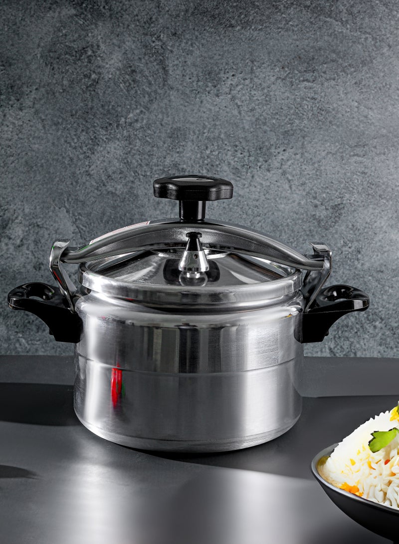 Delcasa 5/7/9/11/15 Liter Aluminum Pressure Cooker Equipped with Multi Safety Device and Unique Pressure Indicator Durable Aluminum Alloy Construction with Firm Handles Silver Silver