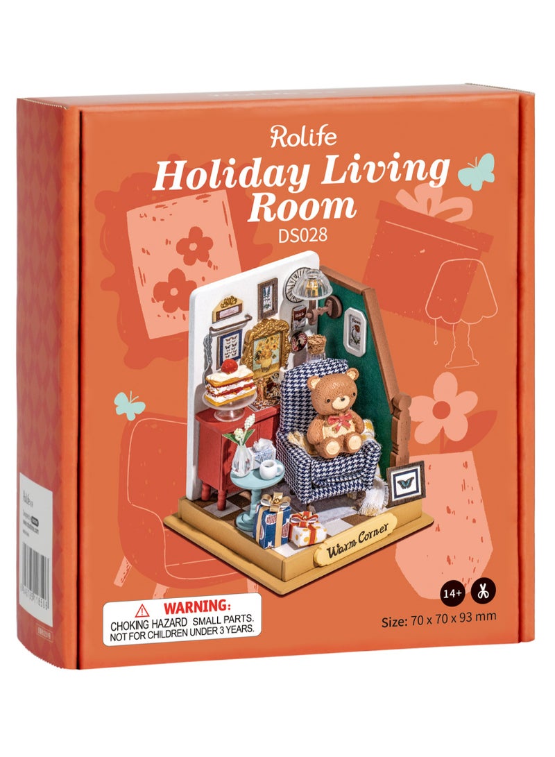 Rolife Holiday Lining Room DS028 3D Wooden Puzzle DIY Miniature Furniture Dollhouse Kit Unique Home Decor Birthday Gifts for Teens or Adults