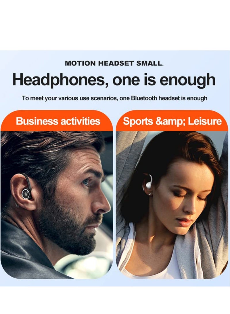 Bluetooth Headphone Single Ear Hook, True Wireless Bluetooth Sport Earbuds, Waterproof Earphone Hands-Free Cell Phones, Ultra-Light Painless Bluetooth Earpiece for Office, Sports, Driving, Gym