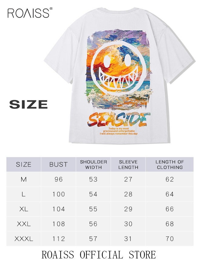 2Pcs Man's T-shirt Loose Version Trendy All-Match Pattern Printing Short Sleeves