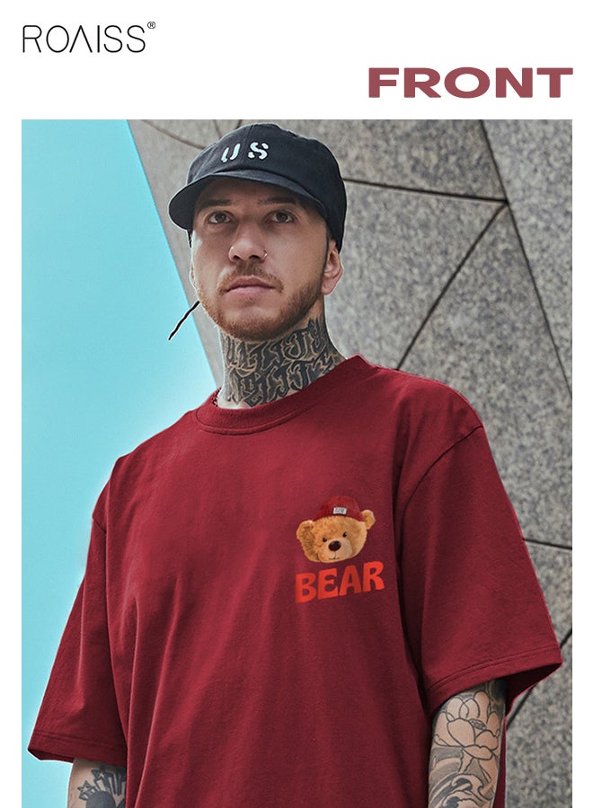 2Pcs Man's T-shirt Loose Version Trendy All-Match Pattern Printing Short Sleeves