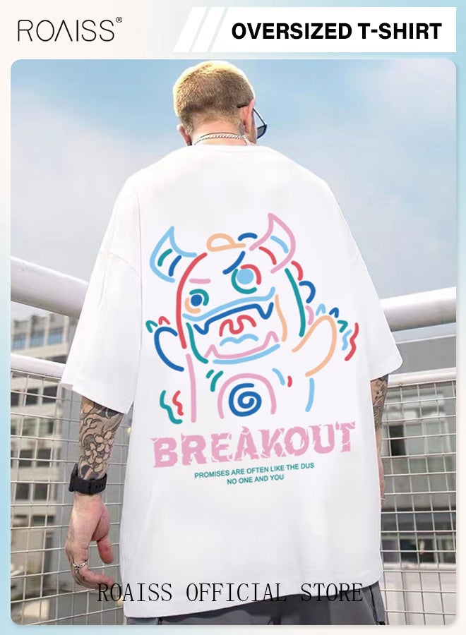 2Pcs Man's T-shirt Loose Version Trendy All-Match Pattern Printing Short Sleeves