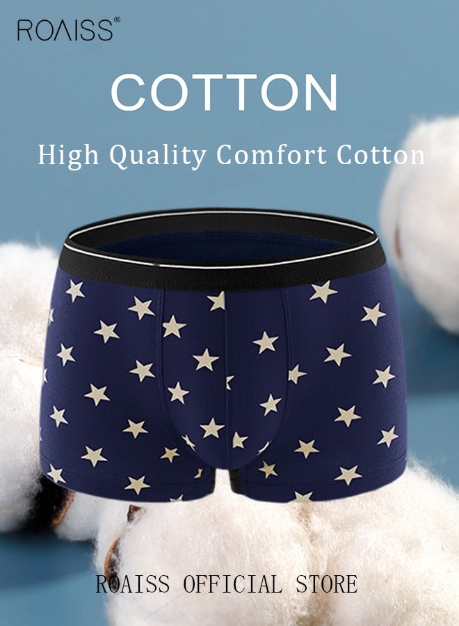 4 Pack Set Men's 95% Cotton Boxer Shorts Breathable Soft Underwear Summer High Stretch Seamless Underwear