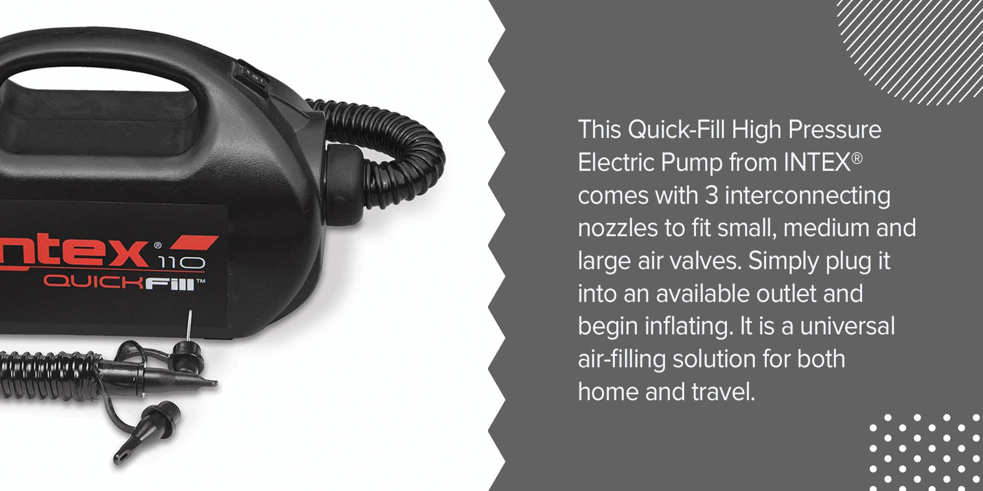 Quick-Fill High Pressure Electric Pump - Black 24.5x11x18cm