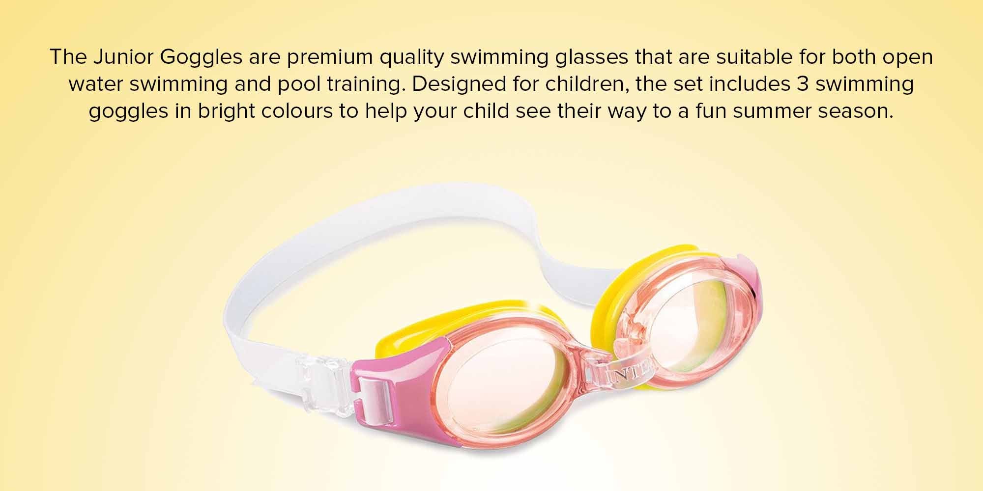 3-Piece Wider Eyecups Junior Swimming Goggles Set For Little One 12.38x19.69x3.49cm