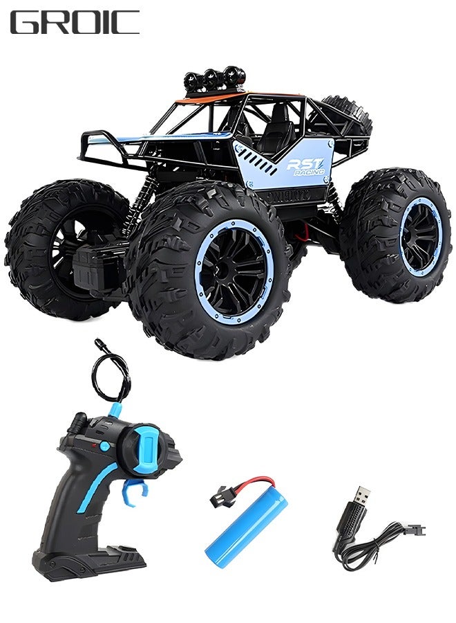 RC Racing Car, All Terrains Electric Toy Alloy Remote Control Car,  Cross-Country Climbing Rechargeable Children's Toy Car with Led Lights