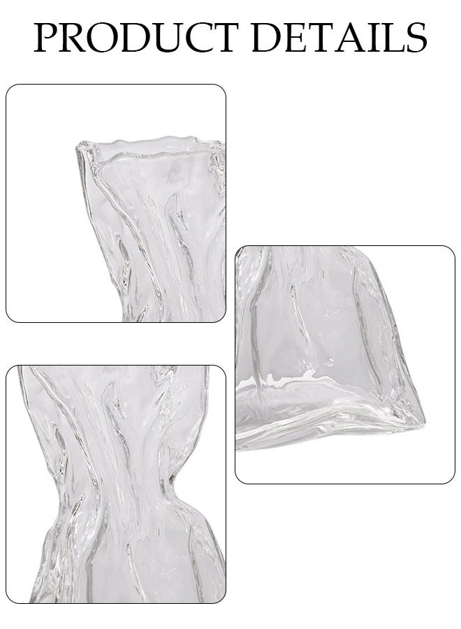 Creative Clear Glass Vase Craft Aesthetic Decorative Small Flower Vase Hydroponic Plant Desktop Ornament Metal Geometric Vase for Flowers Rose Home and Office