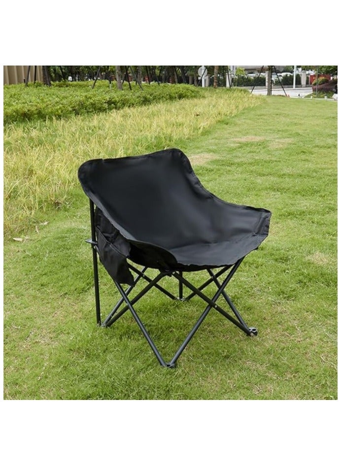 Camping Chair Folding Beach Picnic Seat Folding Camping Chair Portable Fishing Chair Black Oxford Cloth Outdoor Chair Garden Chair(Black)