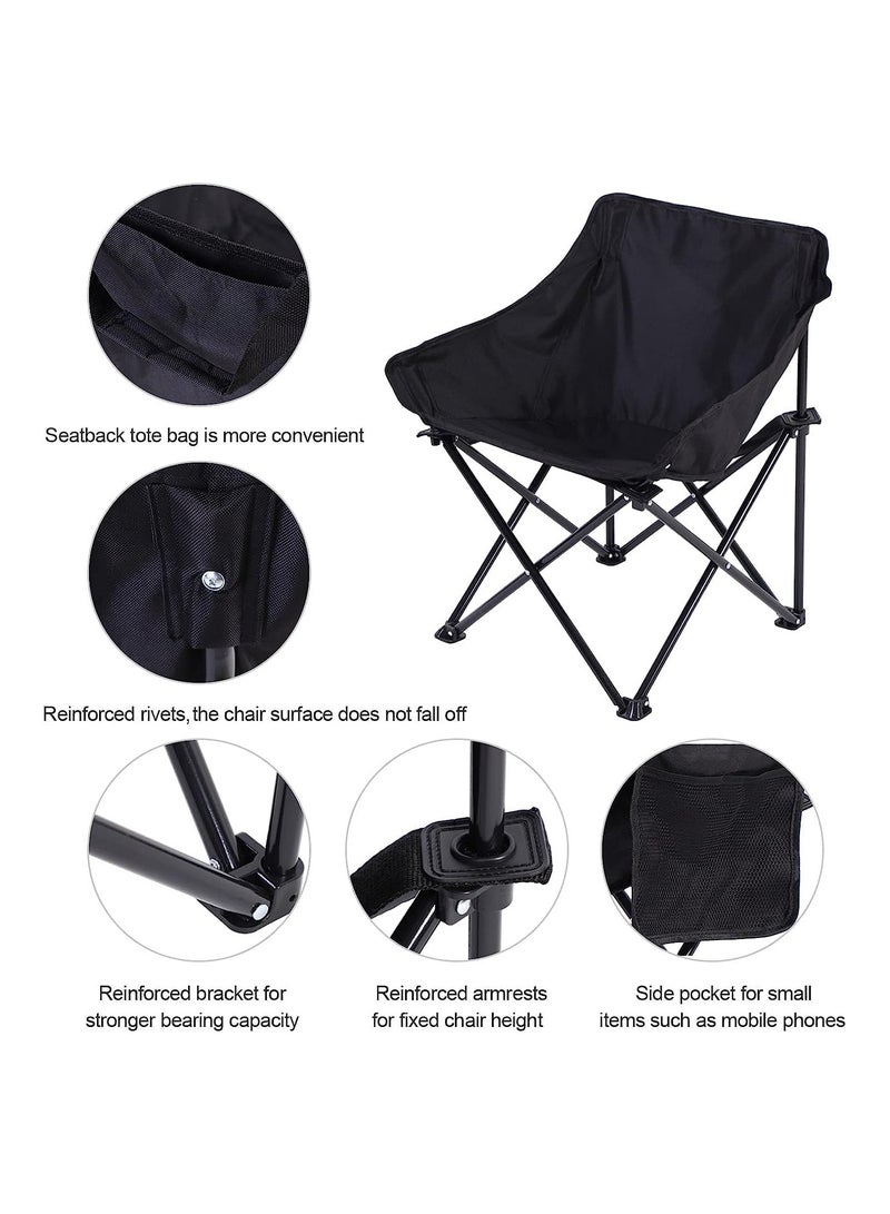 Camping Chair Folding Beach Picnic Seat Folding Camping Chair Portable Fishing Chair Black Oxford Cloth Outdoor Chair Garden Chair(Black)