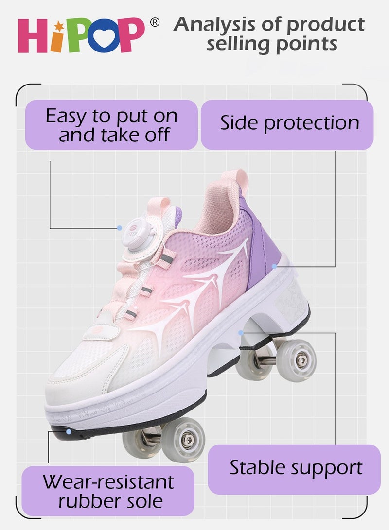 Unisex Kids Roller Skate Shoes with Dual Mode,Wheel Can Be Hidden,Fashional Girls Boys Roller Shoes,Retractable Skates for Kids