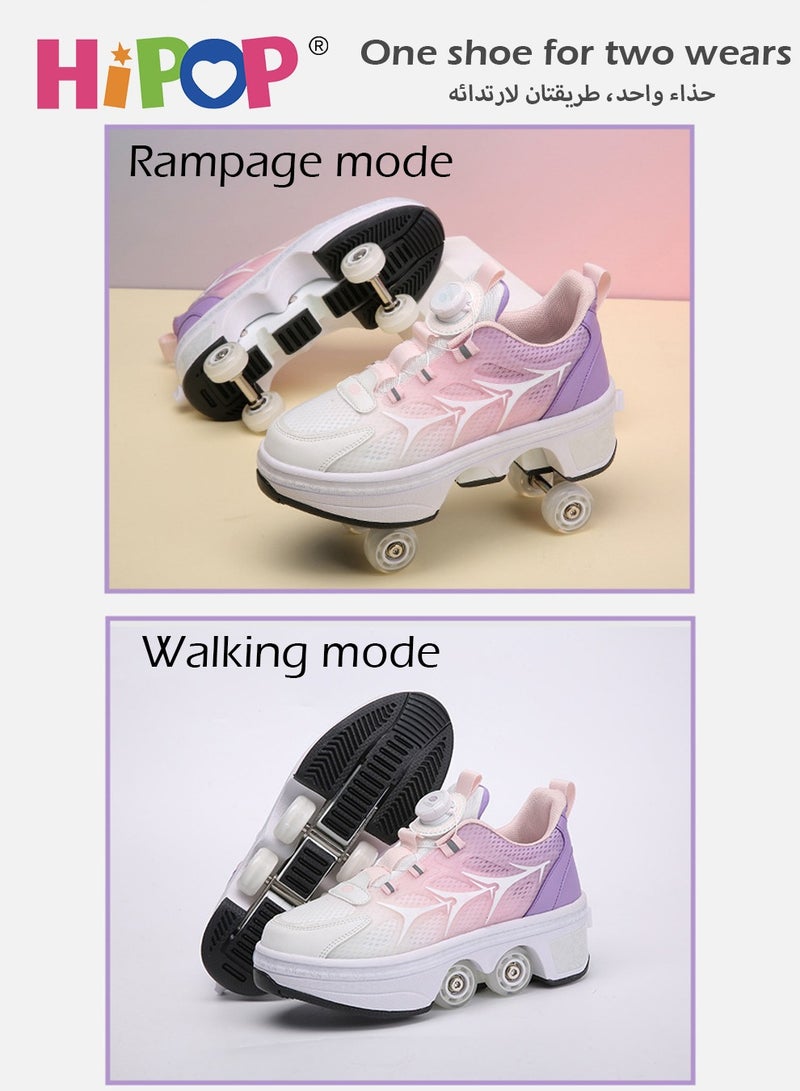 Unisex Kids Roller Skate Shoes with Dual Mode,Wheel Can Be Hidden,Fashional Girls Boys Roller Shoes,Retractable Skates for Kids