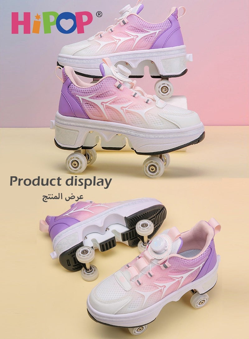 Unisex Kids Roller Skate Shoes with Dual Mode,Wheel Can Be Hidden,Fashional Girls Boys Roller Shoes,Retractable Skates for Kids