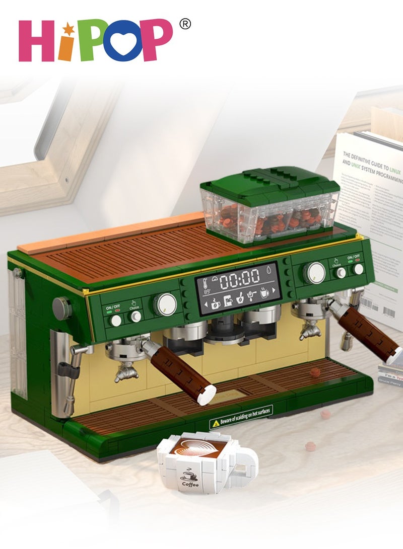 Coffee Machine Building Block Model, Vintage Artwork Model Decoration,Assembly Building Block Toy