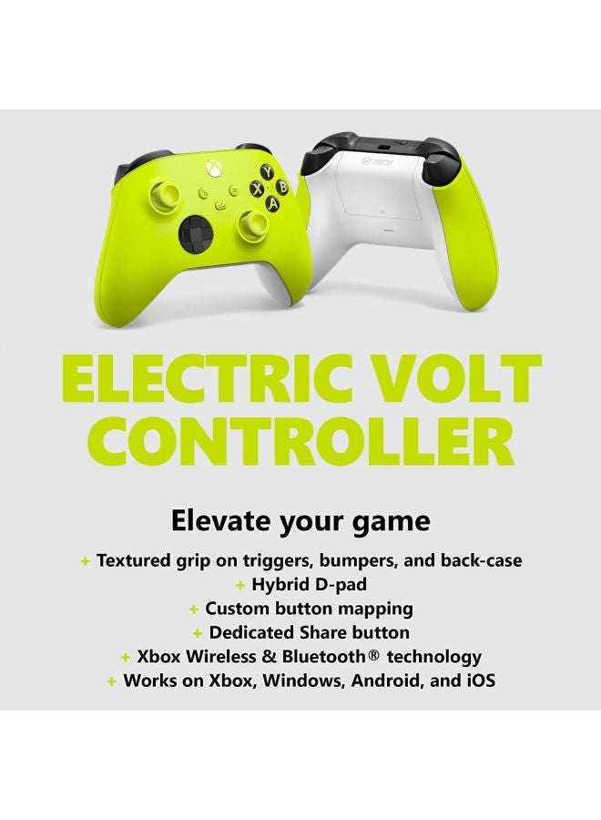 Xbox Wireless Controller For Xbox Series X|S, Xbox One, Windows10, Android, And IOS- Electric Volt (International Version)