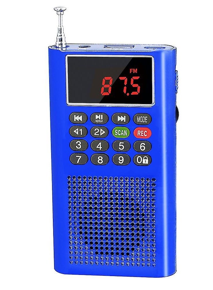 Mini Music Box Mp3 Player With Speaker FM Radio Blue