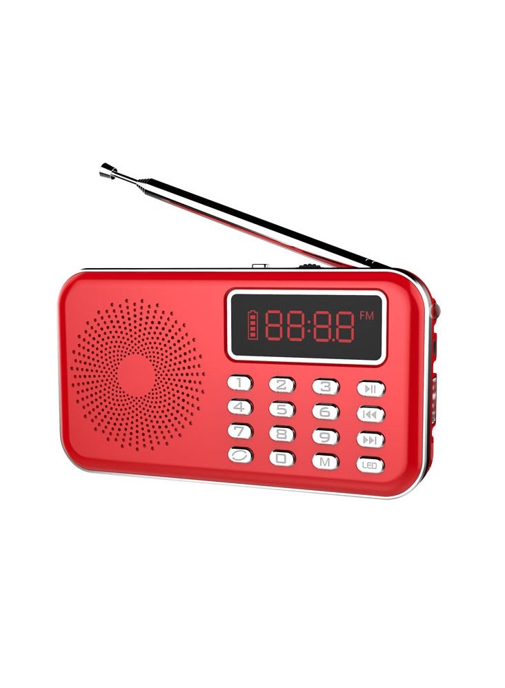 Portable Fm Radio Mini Digital Radio Music Player With Speaker Red