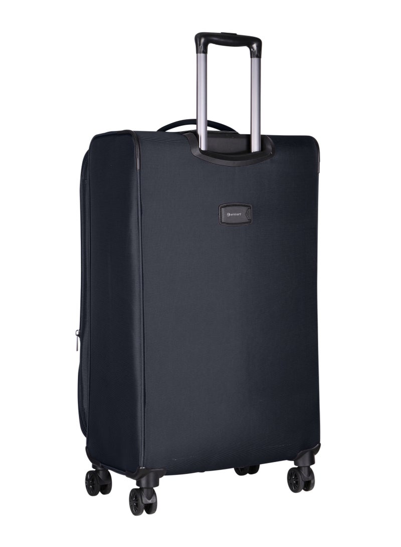 Expandable Luggage Trolley Bag Soft Suitcase for Unisex Travel Polyester Shell Lightweight with TSA lock Double Spinner Wheels E777SZ Medium Checked 24 Inch Black