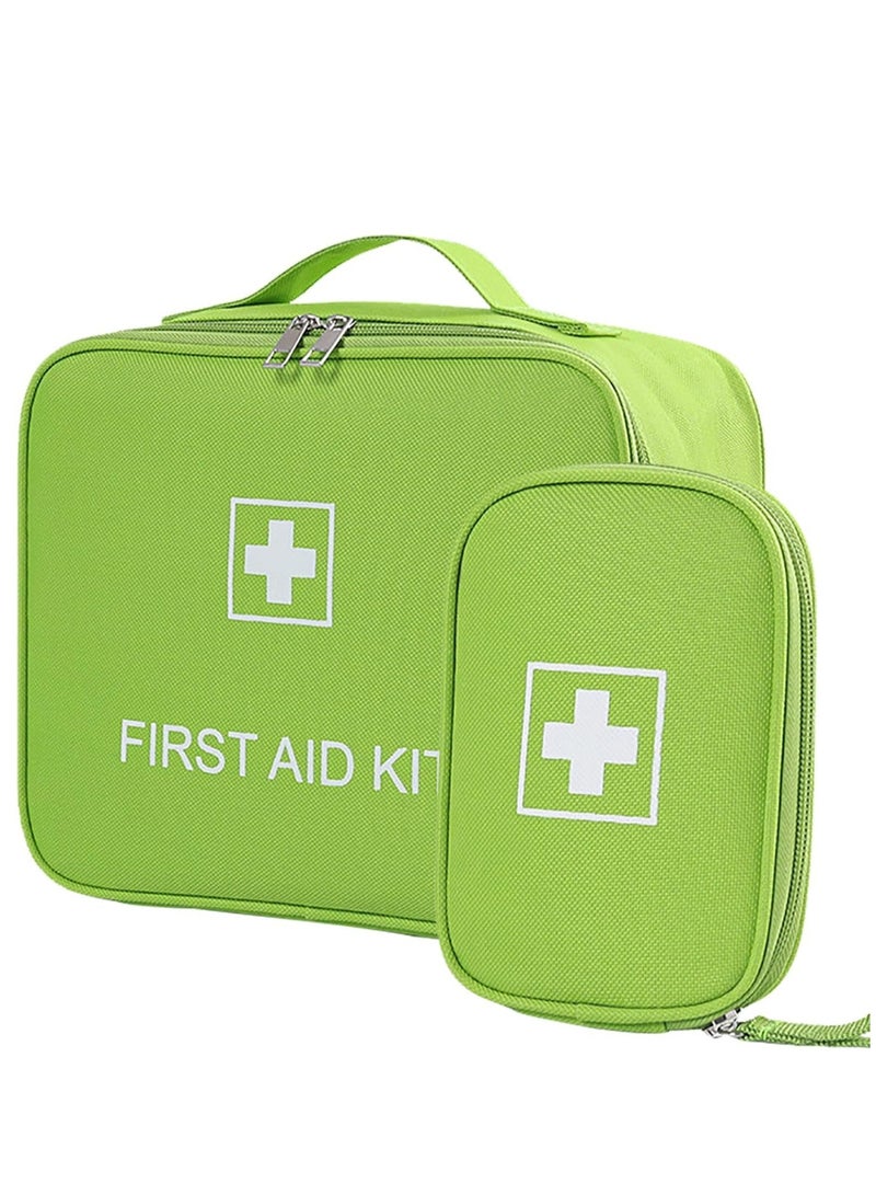First Aid Kit Bags, 2 Pieces First Aid Bag Empty, Portable Travel Empty Medicine Bags, Medicine Storage Bag, Medical Bag for Emergencies, Medicine Pouch for Outdoor Camping Travel Work Bags (Green)