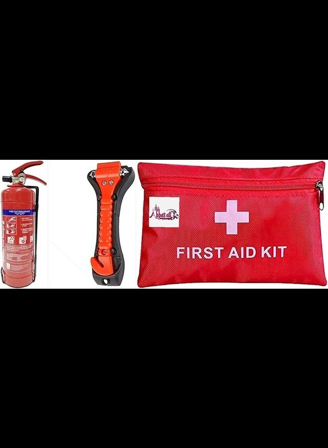 Safety Kit For Cars Includes Glass Breaking Hammer first Aid Pouch