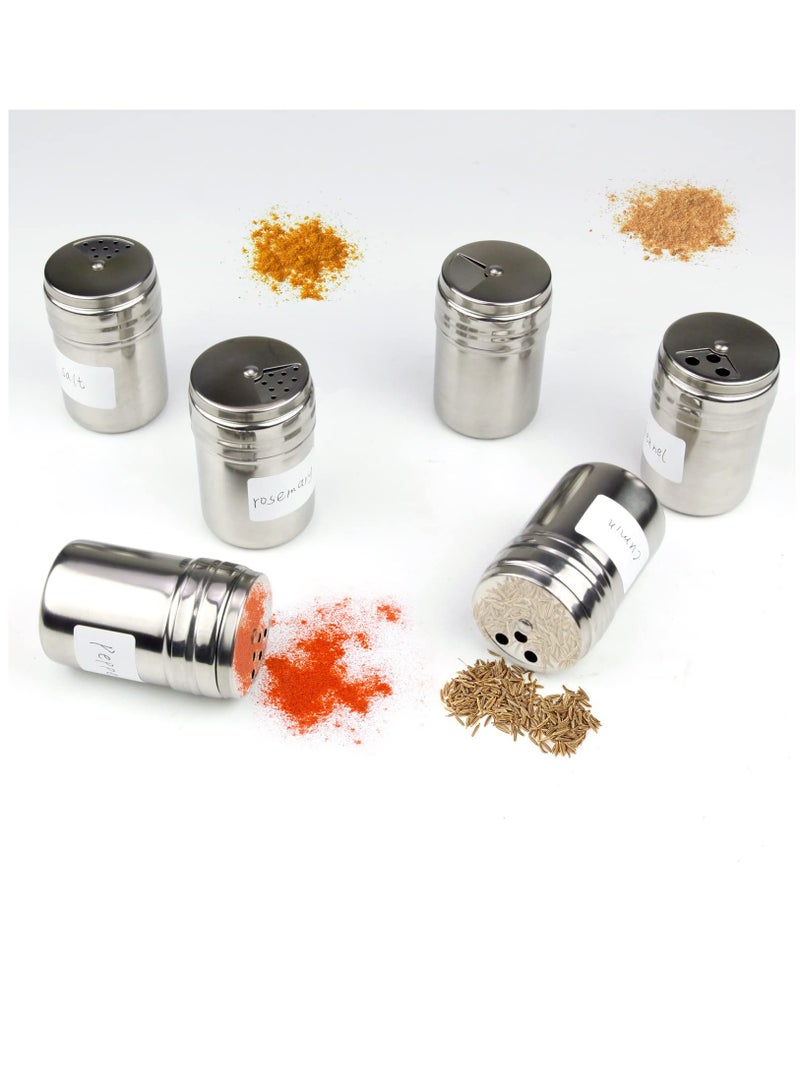 6Pcs Stainless Steel Spice Shaker, Camping Spice Kit with Travel Bag, Salt and Pepper Shakers Set For Salt Sugar Spice Dry Herb Spice, for Home or Outdoor Use