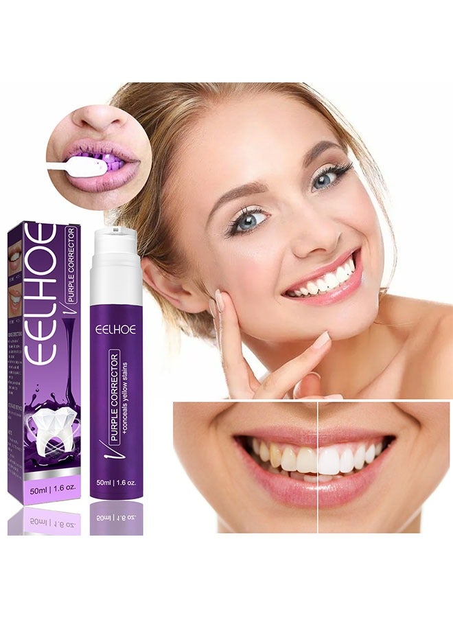 Purple Toothpaste for Teeth Whitening, Colour Corrector Purple Toothpaste Whitening,Tooth Stain Removal,Teeth Whitener Booster, Purple Toothpaste，Tooth Colour Corrector,Reduce Yellowing