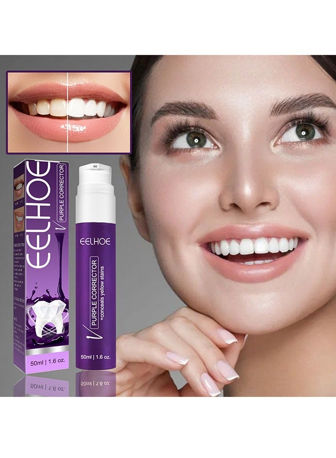 Purple Toothpaste for Teeth Whitening, Colour Corrector Purple Toothpaste Whitening,Tooth Stain Removal,Teeth Whitener Booster, Purple Toothpaste，Tooth Colour Corrector,Reduce Yellowing