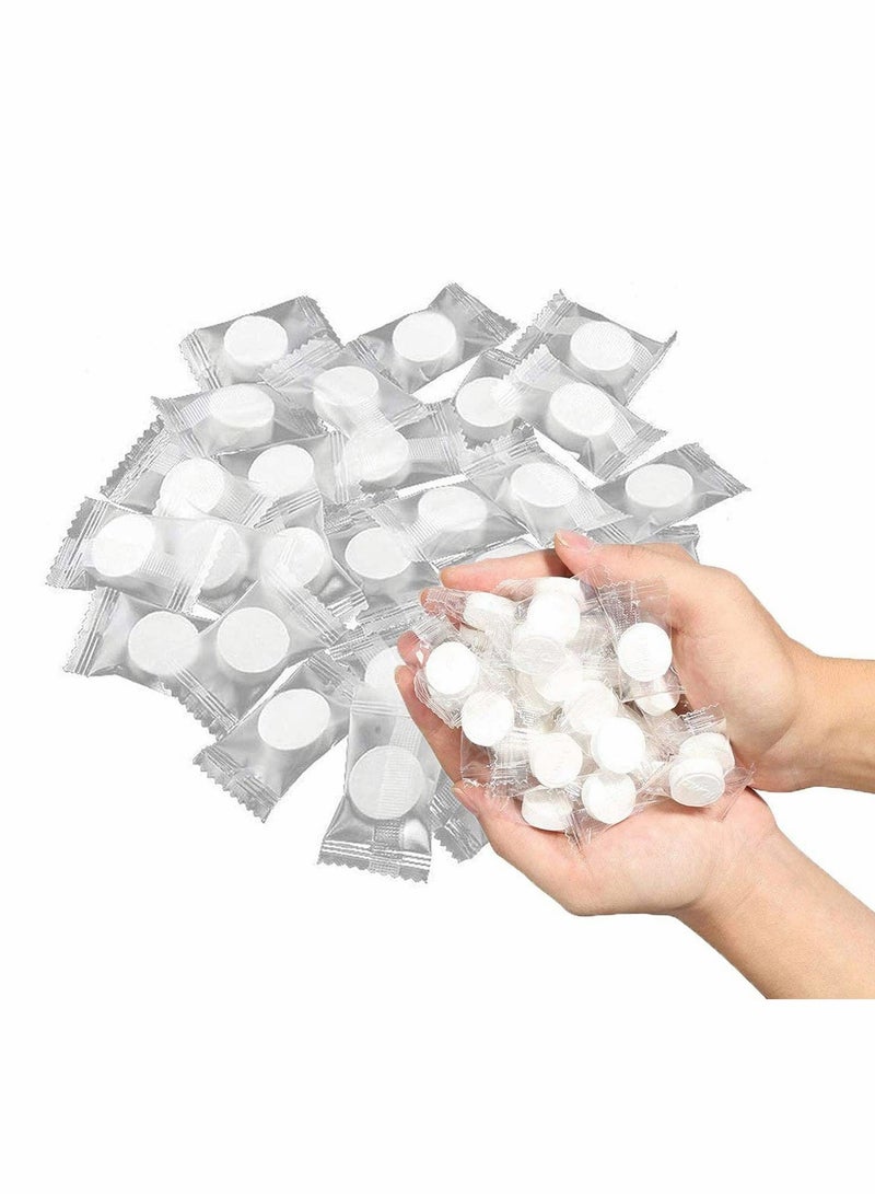 100 Pieces Mini Face Compressed Towels Portable Disposable Compressed Cotton Coin Tissue Towel, for Travel Camping Hiking Sport Beauty Salon Home Hand Wipes