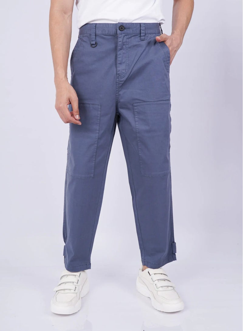 Men’s Back Flap Pockets Cargo Pants in China Blue