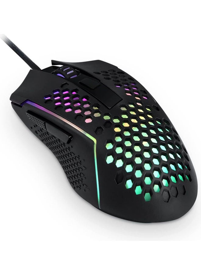 M987 Lightweight 55g Honeycomb Gaming Mouse RGB Backlit Wired 6 Buttons Programmable with 12400 DPI for Windows PC Computer